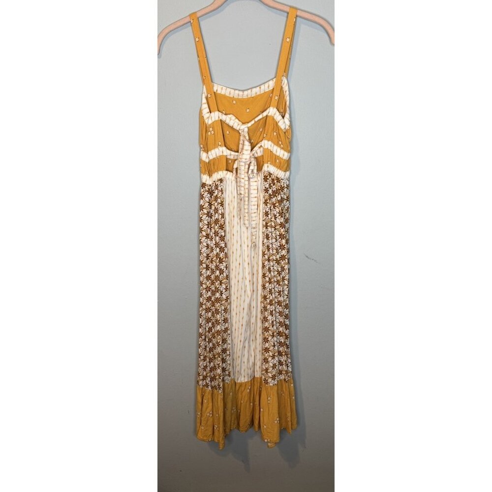 Aéropostale Colorblocked Mixed-Print Tie-Back Midi Dress XS Yellow - Picture 3 of 8